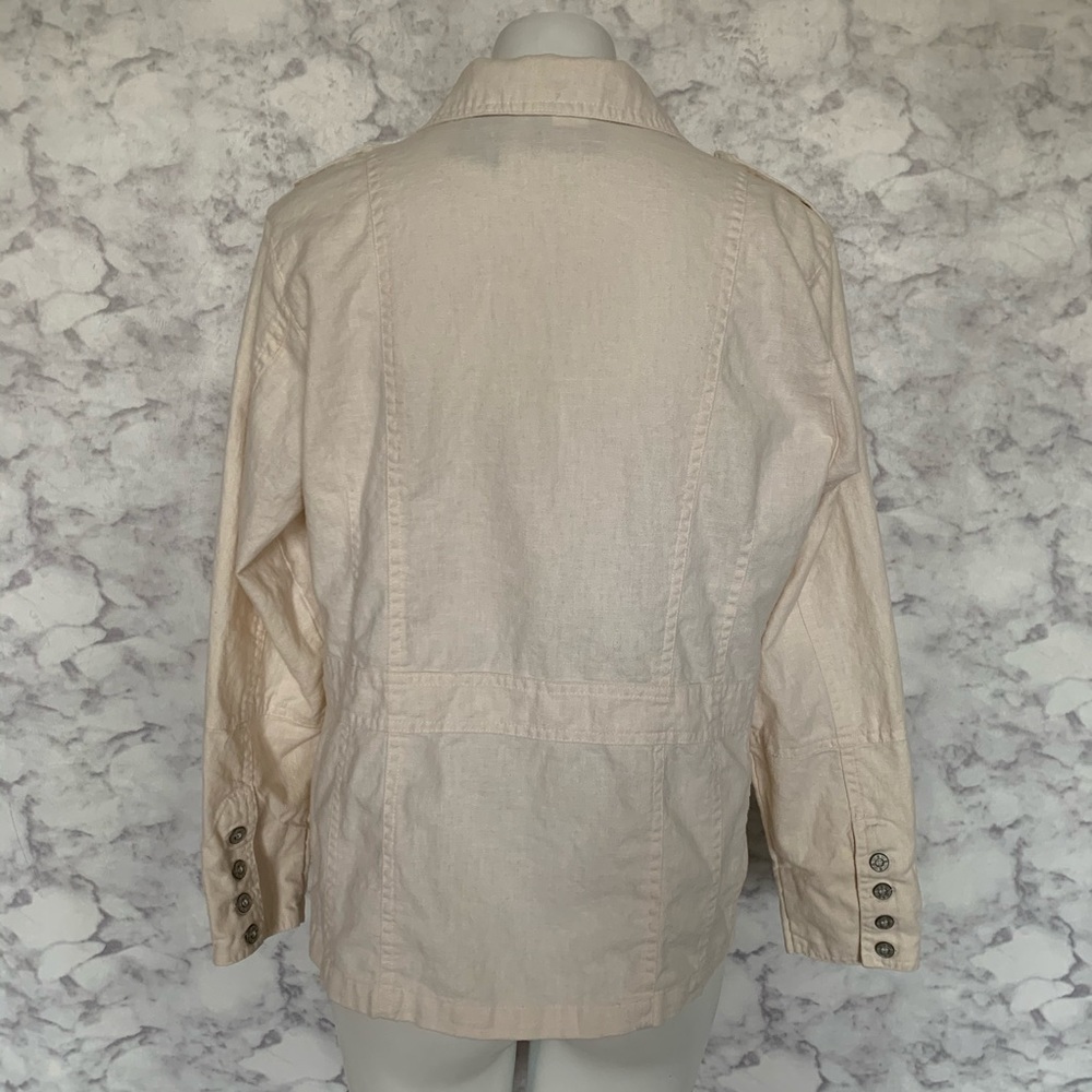 Bil Blass Cream Off White Linen Button Up Jacket View 6